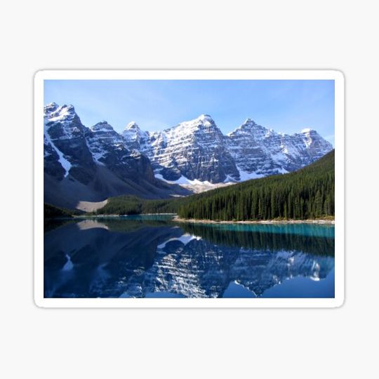 Discover Moraine Lake, Banff National Park, Lake Louise, Alberta Canada in the Valley of the Ten Peaks color landscape photograph / photography