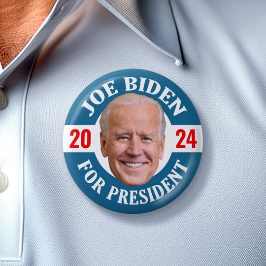 Discover Joe Biden 2024 for President Photo Floating Head Pin Buttons