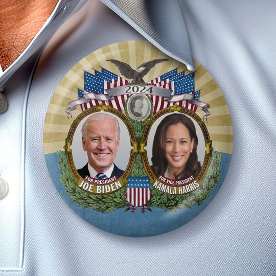 Discover Joe Biden Kamala Harris 2024 - Jugate Photo Button
