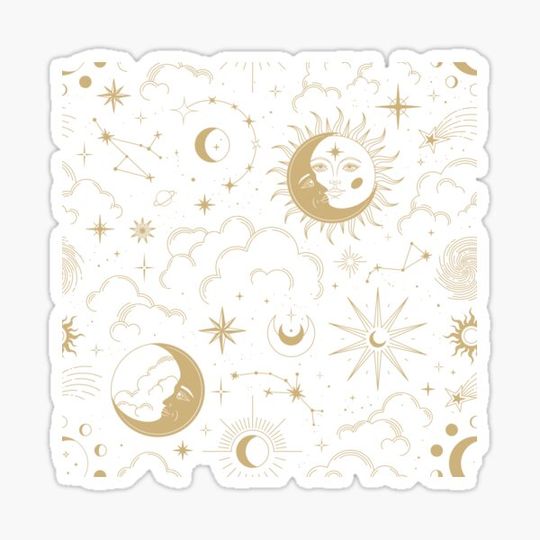 Discover Celestial Reverie: Golden Tarot-Inspired Vintage Style Cosmic Artwork