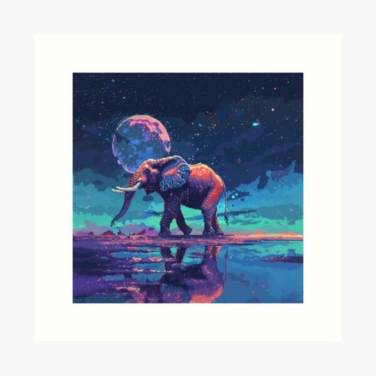 Discover Cosmic Elephant Pixel Art