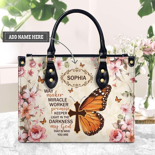 Discover Way Maker Miracle Worker Leather Bag,Personalized Leather Handbag,Miracle Worker, Promise Keeper