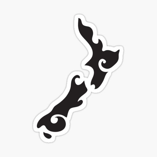 Discover NEW ZEALAND map with NZ tattoo tribal design
