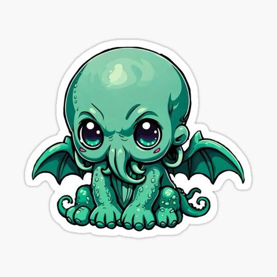 Discover Chibi Cthulhu Delight - Adorable Lovecraftian Cartoon Design