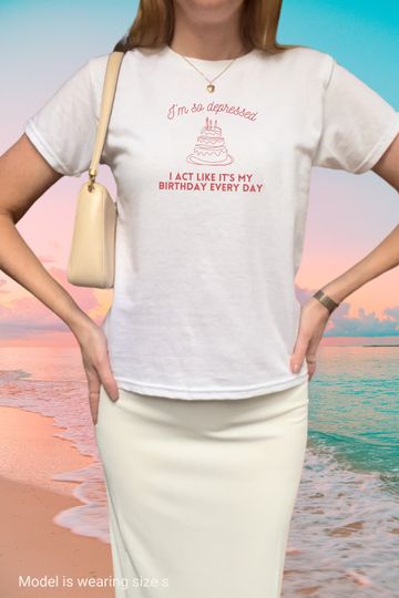 Discover Taylor Swiftie y2k baby tee shirt I can do it with a broken heart lyrics I'm so depressed