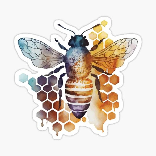 Discover A Watercolor Bee Over Honeycomb pattern - Boho Animals