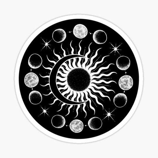Discover Sun and Moon in black circle
