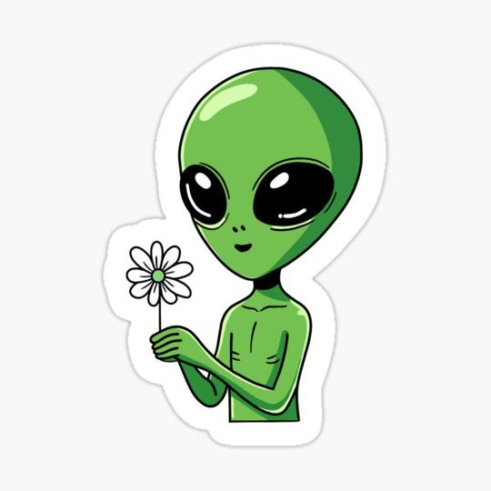Discover Cute alien holding flower