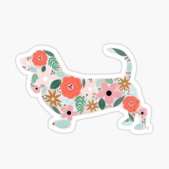 Discover Basset Hound Floral Silhouette