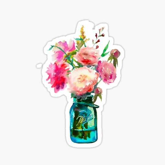 Discover Watercolor mason jar flowers
