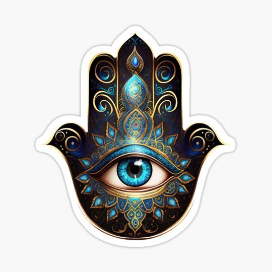 Discover Hamsa Hand, floral, all seeing eye, protection symbol, distressed style