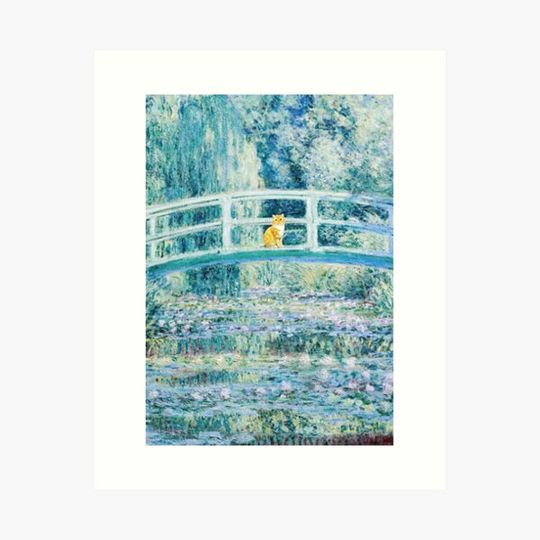 Discover Funny Orange Cat Water Lilies and Japanese Bridge by Claude Monet