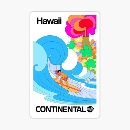 Discover 1969 HAWAII Continental Airlines Travel Poster