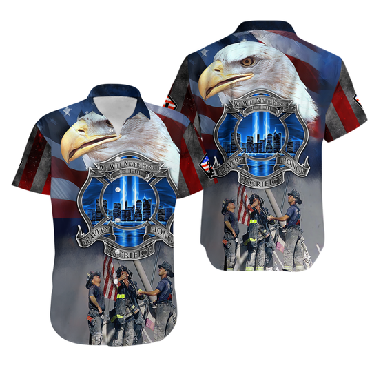 Discover 911 Never Forget Eagle American Flag Patriot Hawaiian Shirt