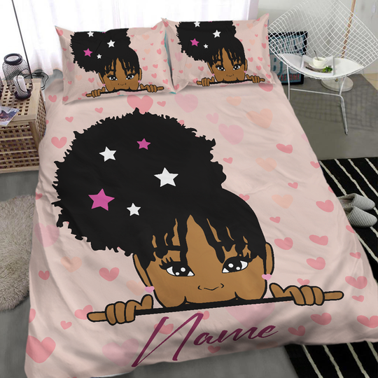 Discover Personalized Name African American Black Girl Bedding Set