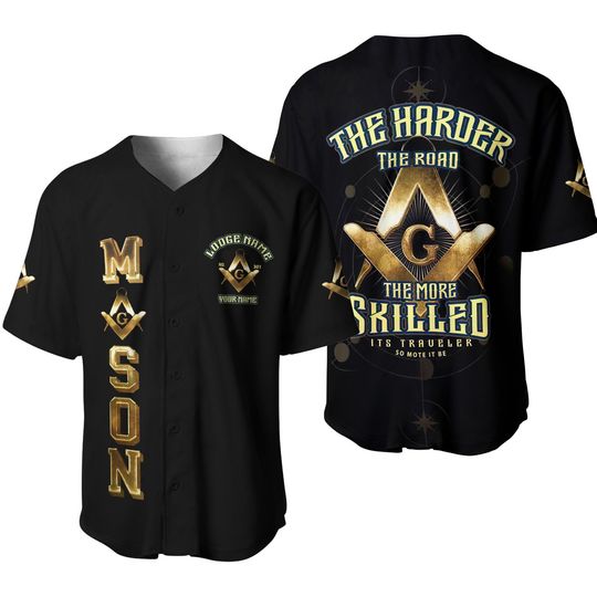 Discover Custom Mason Lodge Name, Number, Your Name Freemasonry Baseball Jersey