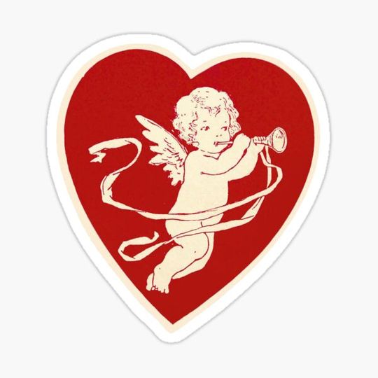 Discover Red Heart Cupid Sticker Cute Coquette Aesthetic