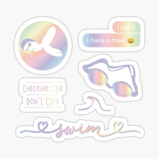 Discover Pastel Rainbow Watercolor Swim Swimming Squad Pack