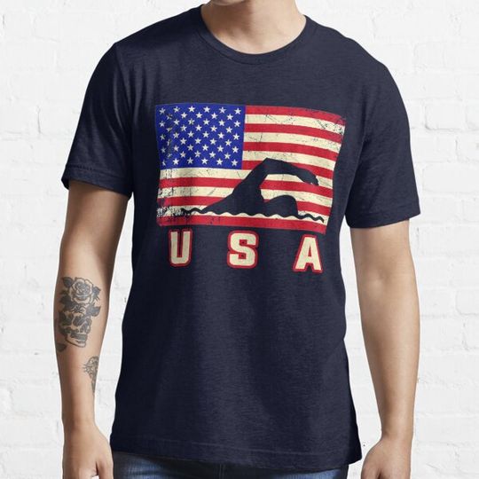 Discover American Flag Swimming - Swim Swimming-pool Design Gift
