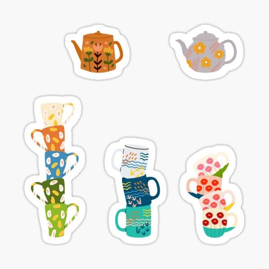 Discover fancy tea cup sticker pack