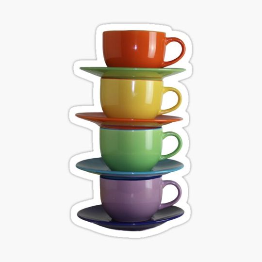 Discover Colorful stack of coffee cups