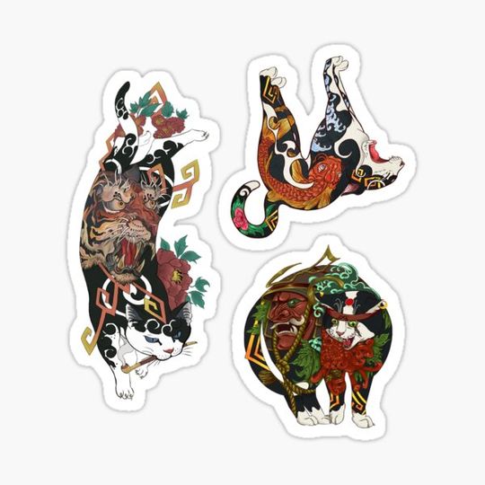 Discover Monmon Japan Cats Sticker Pack