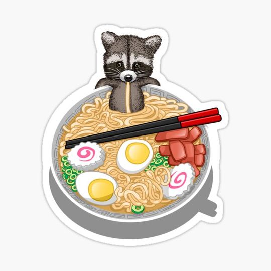 Discover Raccoon eating ramen noodles