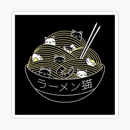 Discover Ramen Lines Minimalist Cat by Tobe Fonseca