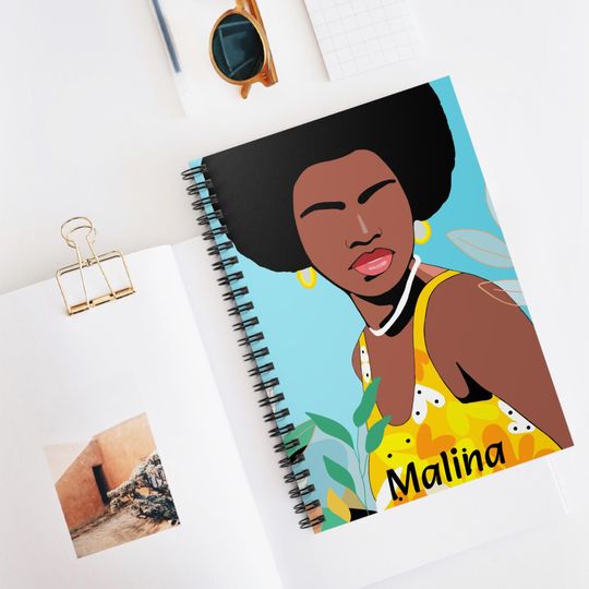 Discover Black Girl Personalized Spiral Notebook Gift, Melanin Woman Notebook, African American Journal