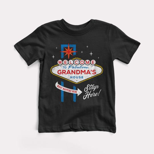 Discover Grandma's Vegas Sign Baby Tee Funny Kids Graphic Print Shirt
