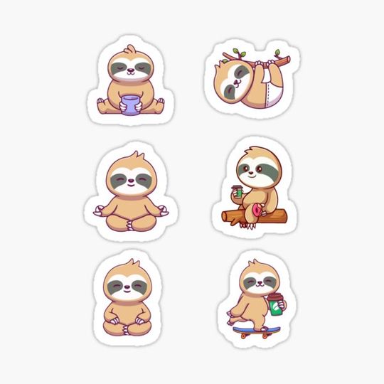 Discover Cute Sloth Sticker Pack