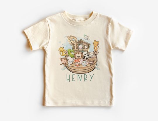 Discover Personalized Noahs Ark Toddler Shirt - Custom Bible Character Kids Name Tee