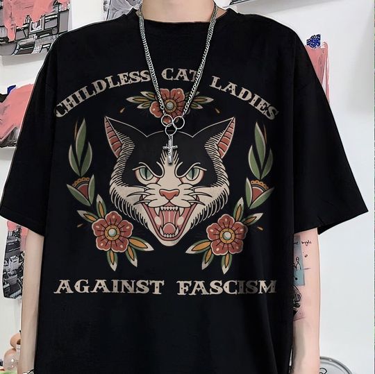 Discover Childless For Cat Ladies For Harris 2024 Shirt, Childless Cat Ladies Against