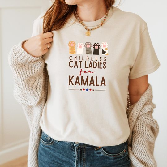 Discover Childless Cat Ladies For Kamala Shirt | Kamala Harris 2024 President Shirt