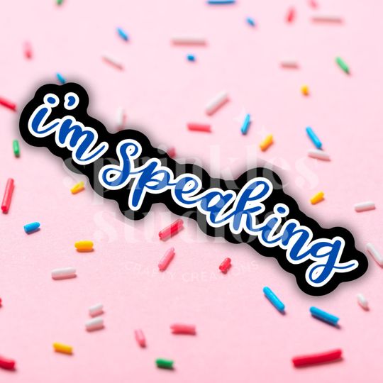 Discover Im Speaking Kamala Harris Vinyl Sticker, Democrat Political Water Bottle Decal