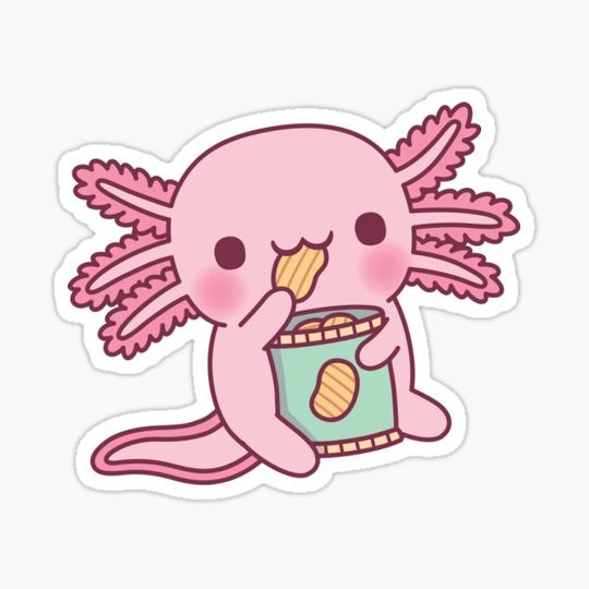 Discover Cute Axolotl Eating Potato Chips