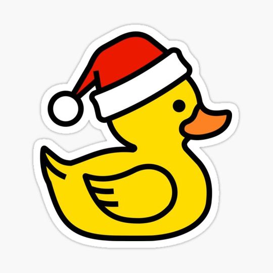 Discover Merry Duckmas | Cute Rubber Duck with Christmas Hat Sticker