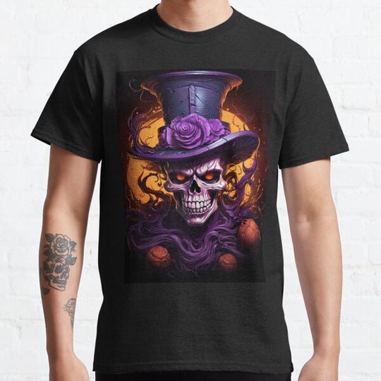 Discover Punk skull with hat, orange, purple and black scary you! _02