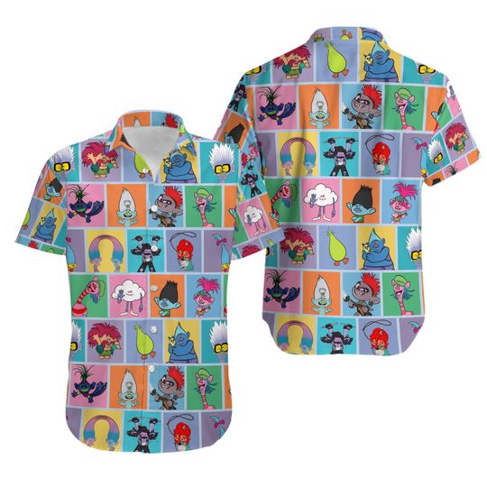 Discover Trolls Movie Hawaiian Shirt And Shorts, Brach Man Swim Shorts