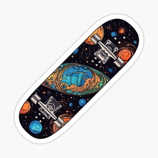 Discover Skateboard with Galaxy Design Cartoon Style