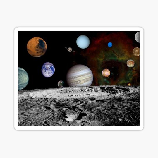 Discover Montage of the planets and Jupiter's moons.