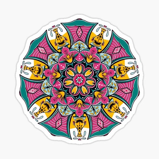 Discover Vintage floral and ceramic doodle mandala