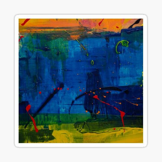 Discover 1980s Preppy Blue Lime Green Abstract