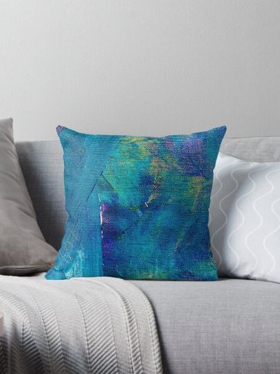 Discover Watercolor Art Deep Blue Turquoise Aqua Orange Yellow Ombre Abstract Acrylic Painting