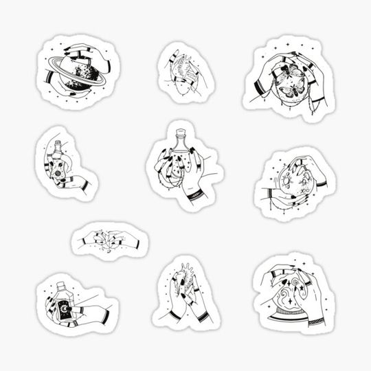 Discover Otherworldly Hands With Potions, Planets & Seashells Sticker Pack, Practical Magic, Stars And Celestial