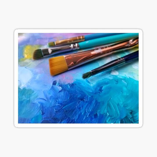 Discover Blue Art Palette with Brushes