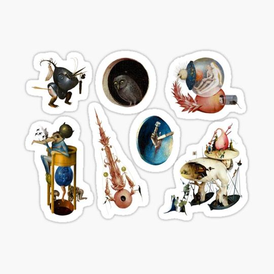Discover Garden of Earthly Delights Details Hieronymus Bosch x 7 Sticker Pack Set