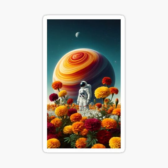 Discover “Astronaut in the floral splendor of space”