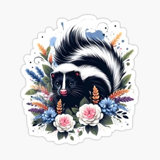 Discover A beautiful possum with various colorful leaves and flowers around