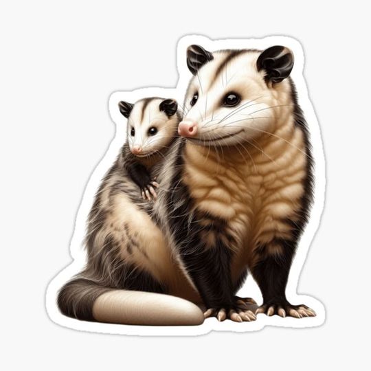 Discover Opossum with its young, Virginia Opossum, Didelphis virginiana